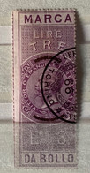 MARCHE DA BOLLO PER CAMBIALI 1866 - LIRE 3 - Revenue Stamps