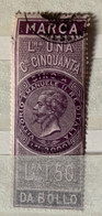 MARCHE DA BOLLO PER CAMBIALI 1866 - LIRE 1,50 - Fiscali