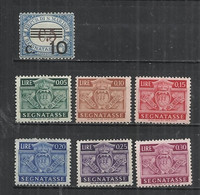 SAN MARUNO 1938-1945 - POSTAGE DUE - LOT OF 7 DIFFERENT - UNUSED WITHOUT GUM - Impuestos