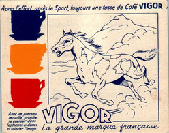 Papier Publicitaire Café Vigor à Colorier Série Animaux Domestiques Cheval Pur-Sang Horse N°5 En TB.Etat - Publicités