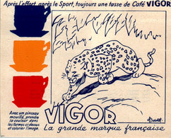 Papier Publicitaire Café Vigor à Colorier Série Animaux Sauvages Léopard Leopard N°10 En TB.Etat - Advertising