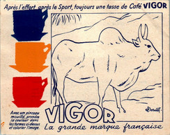 Papier Publicitaire Café Vigor à Colorier Série Animaux Sauvages Zébu Zebu N°13 En B.Etat - Publicités
