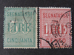 ITALIA Regno Segnatasse -1884- "Cifra Bianca" Cpl. 2 Val. US° (descrizione) - Impuestos