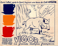 Papier Publicitaire Café Vigor à Colorier Série Animaux D'Europe Sanglier Boar N°11 En B.Etat - Advertising