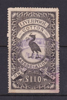 Liverpool Cotton Association   £1/1/  Black.   Barefoot 29. Good Used Scarce - Fiscale Zegels