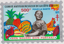Grande Vignette Timbre Erinnophilie 500 F 1971 Cote D Ivoire Anti Tuberculeux Tuberculose 8 X 12 Cm - Antitubercolosi