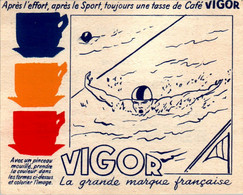 Papier Publicitaire Café Vigor à Colorier Série Sport Natation Swimming N°4 En TB.Etat - Advertising