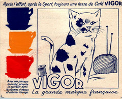 Papier Publicitaire Café Vigor à Colorier Série Animaux Domestiques Chat Domestique Commun Cat N°9 En TB.Etat - Publicités