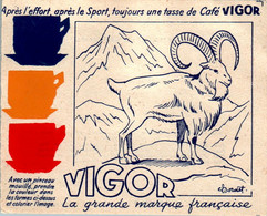 Papier Publicitaire Café Vigor à Colorier Série Animaux Sauvages Mouflon N°15 En B.Etat - Publicités