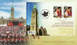 Canada Royal Wedding Day 2011 William And Kate (miniature FDC Parliament) - Lettres & Documents