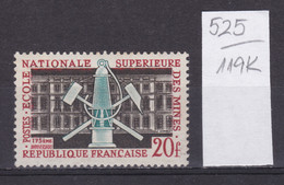 119K525 / France 1959 Michel Nr. 1241 MNH (**) 175th Anniversary Of The School Of Mines Lamp Gaslight Hammer Francia - Usines & Industries