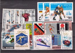 Lot De Timbres Thème Ski Et Sports D'hiver - Ice Hockey - Bobsleig - Etc. - Skisport