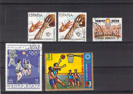 Lot De Timbres Thème Basket Ball - Basket-ball