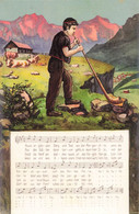 Kaum Erglänzen Berg - Chanson Suisse - Litho - Joueur Cor Des Alpes, Alphornspieler - Berg