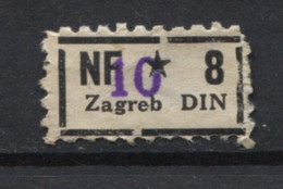 Yugoslavia 1950, Stamp For Membership NF Zagreb, Administrative Stamp, Revenue, Tax Stamp 8d Overprint 10d, Black - Servizio