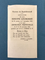 Faire Part Paroisse Bambiderstroff Semaine Liturgique 1954 Adoration Perpétuelle Curé Joseph Lauer - Otros & Sin Clasificación