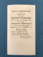 Faire Part Paroisse Bambiderstroff Semaine Liturgique 1954 Adoration Perpétuelle Curé Joseph Lauer - Sonstige & Ohne Zuordnung
