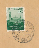 Nederland - 1959 - 4c Cour Internationale De Justice, Enkelfrankering Op Grote Drukwerkbrief Vredespaleis Naar Haarlem - Servizio