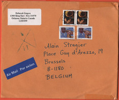 CANADA - 2004 - 2 X 25 Maroquinerie + 2 X 1,25 Sculpture - Medium Envelope - Viaggiata Da Oshawa Per Brussels, Belgium - Covers & Documents