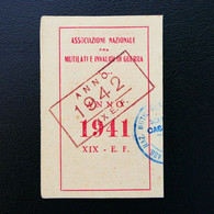 Tessera ASSOCIAZIONE NAZIONALE FRA MUTILATI E INVALIDI DI GUERRA - CASALE M. (COD.627-146 E+d) - Membership Cards