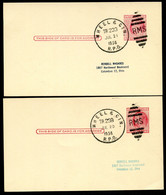UX38 S54B 2 Postal Cards Wheel & Cin. RPO 1956 - 1941-60
