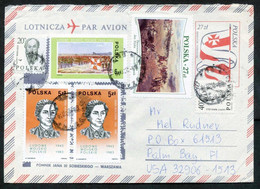 Poland Warszawa 1989, Aerogram Cover Used To Florida USA | Mi 2884, 2885, 2967 (Battle Of Raclawice) - Avions