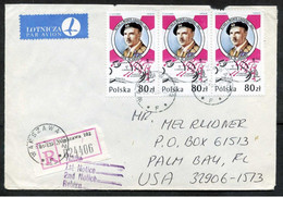 Poland Warszawa 1989 Mi 3223 WWII Stamp Airmail Registered Cover Used To Florida USA | Army, Battle Of Arnhem, Generals - Flugzeuge