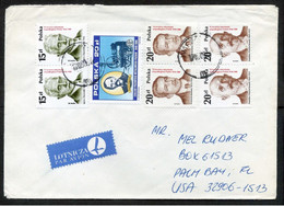 Poland Warszawa 1989 Air Mail Cover Used To Florida USA | Steam Locomotive & Railways - Vliegtuigen