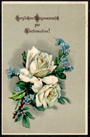 F6798 - Litho Glückwunschkarte - Blumen Rosen - Verlag S.V.D. - Communion