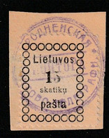 LITUANIE - N°2 Obl Sur Fragment (1918) 15s Noir - Litauen