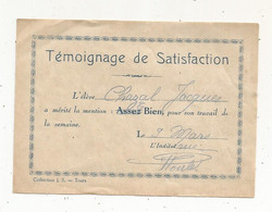 JC,  école , Temoignage De Satisfaction , Collection J.S Tours - Ohne Zuordnung