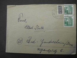 GSD Bedarfsbrief 10 + 10 Pf. + Notopfersteuermarke Berlin Mit Zugstempel, Von Tübingen Nach Bad Gandersheim - Lettres & Documents