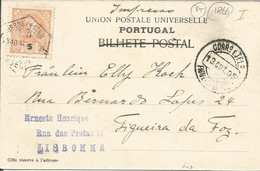 PORTUGAL - FRANKED ( 5 R. "CARLOS I" Mi #125 ALONE) PC (VIEW OF LISSABON) FROM LISSABON TO FIGUERA DA FOZ - 1905 - Cartas & Documentos