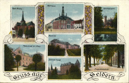 GELDERN, Pensionat, Kaserne, Rathaus, Progymnasium, Kath. Kirche (1921) AK - Geldern