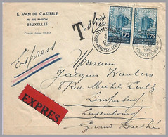 LUXEMBOURG - BELGIUM Expres Incoming - 1935 - Postage Due 1.40Fr Luxembourg-Telegraphes Cds - Cartas