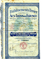 1928 PARIS  AUX LIONS DE FAIENCE RARE ACTION VERRERIES De Creil Et Quiquengrogne ETS TISSIER COTATION 25 EUROS  V. HIST - Industrial