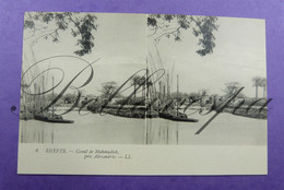 Egypte Canal De  Mahmadieh  Près Alexandrie Stéréoscopique Kanaal Stereokaart Stereoscoop Kaart - Stereoscope Cards