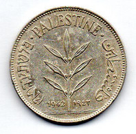 PALESTINE, 100 Mils, Silver, Year 1942, KM #7 - Israel