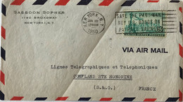 États-Unis - New York - Lettre Avion Pour Les Lignes Télégraphiques Et Téléphoniques De Conflans Ste Honorine - 1950 - Usati