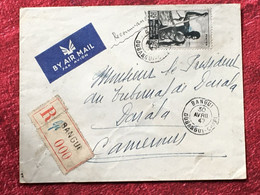 Bangui-Oubangui-Chari--A.E.F.(1947 )-☛Douala Cameroun(ex-Colonie France)Timbre Poste Aérienne Lettre Recommandé Document - Briefe U. Dokumente