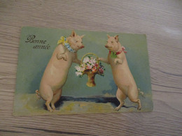 CPA Bonne Année Cochon Pig Gaufrée Relief - Schweine