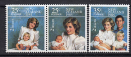 New Zealand 1985 Health, Princess Diana Set Of 3, MNH, SG 1372/4 (A) - Ongebruikt