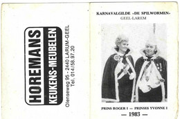 Geel - Kaartje Van Karnavalgilde 'De Spilwormen' Geel - Larem (Larum) - Grand Format : 1981-90