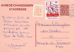 Entier Postal 6 F - Avis De Changement D'adresse - Belgique - Avis Changement Adresse