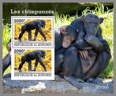 BURUNDI 2022 MNH Chimpanzees Schimpansen Chimpanzes S/S - OFFICIAL ISSUE - DHQ2211 - Chimpancés