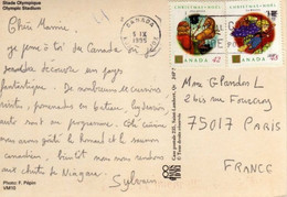 2 Beaux Timbres , Stamps " Noêl , Christmas " Sur Cp , Carte , Postcard Du 05/09/95 De Montréal - Lettres & Documents