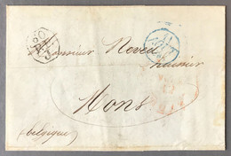 France Lettre De Paris 60 P.P. J Pour Mons, Belgique 31.7.1834 + Griffe FRANCE PAR MONS (verso) - (A422) - 1801-1848: Precursors XIX