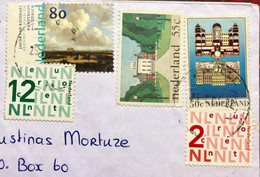 NEDERLAND 2004, USED DECORATED,HANDCRAFT,COVER TO LITHUANIA,5 STAMPS BUILDING,ARCHITECTURE - Storia Postale