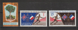 Nouvelles-Hébrides Légende Française 1969 Bois Et 3ème Jeux Pacifique 280 Et 282-283, 3 Val ** MNH - Nuevos