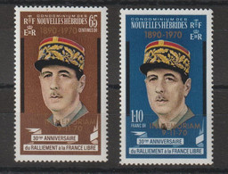 Nouvelles-Hébrides Légende Française 1970 Général De Gaulle Surchargés 304-305, 2 Val ** MNH - Ungebraucht